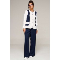 BEAUTIFUL-FREE 6373 молочный + темно-синий Костюм брючный