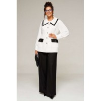 BEAUTIFUL-FREE 6380 молочно-черный Костюм брючный