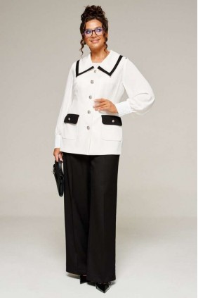 BEAUTIFUL-FREE 6380 молочно-черный Костюм брючный