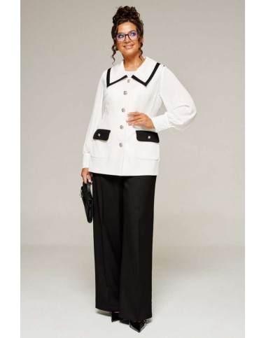 BEAUTIFUL-FREE 6380 молочно-черный Костюм брючный