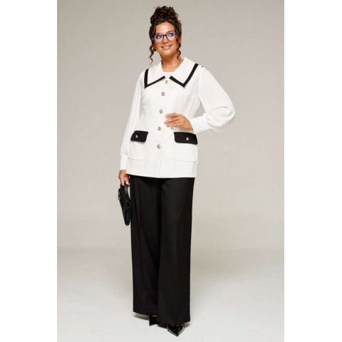 BEAUTIFUL-FREE 6380 молочно-черный Костюм брючный