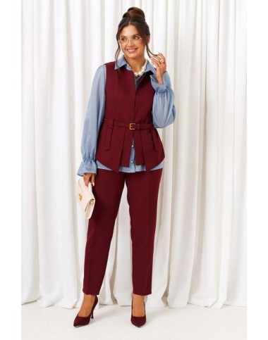 BEAUTIFUL-FREE 6440 марсала-голубой Костюм брючный